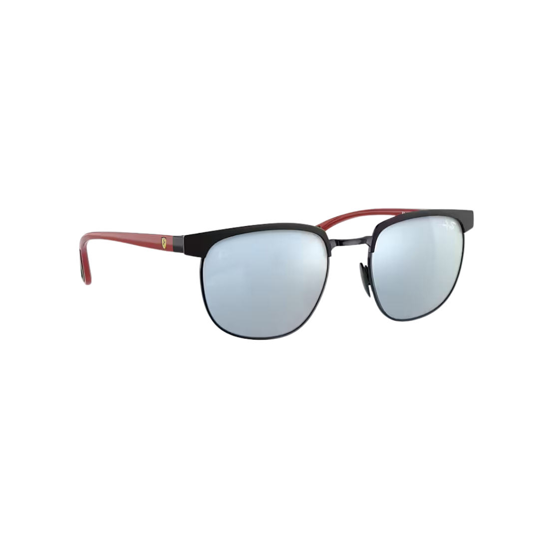 FERRARI RAY BAN ORB3698M negro mate lente espejado gris perfil FERRARI RAY BAN ORB3698M negro
