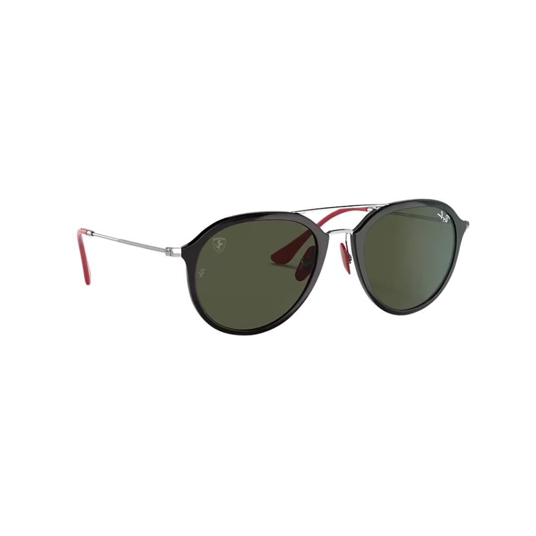 FERRARI RAY BAN ORB4369M negro brillante lente verde oscuro perfil FERRARI RAY BAN ORB4369M negro