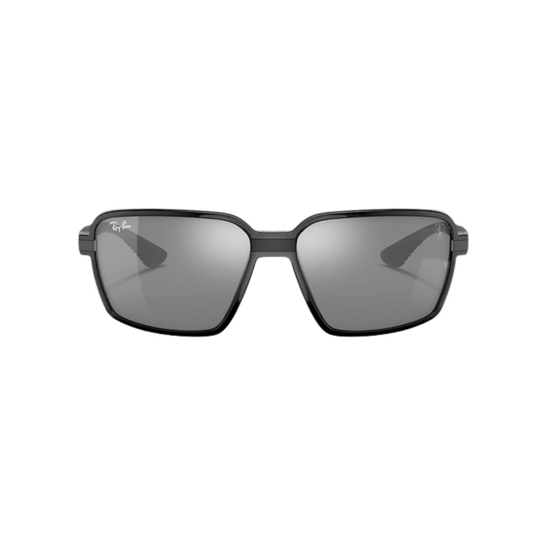 FERRARI RAY BAN ORB8360M negro brillante lente gris espejado frente FERRARI RAY BAN ORB8360M negro