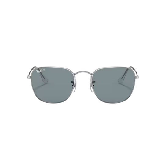 anteojo de sol RAY BAN modelo 0rb3857 Frank color plateado con lentes azules