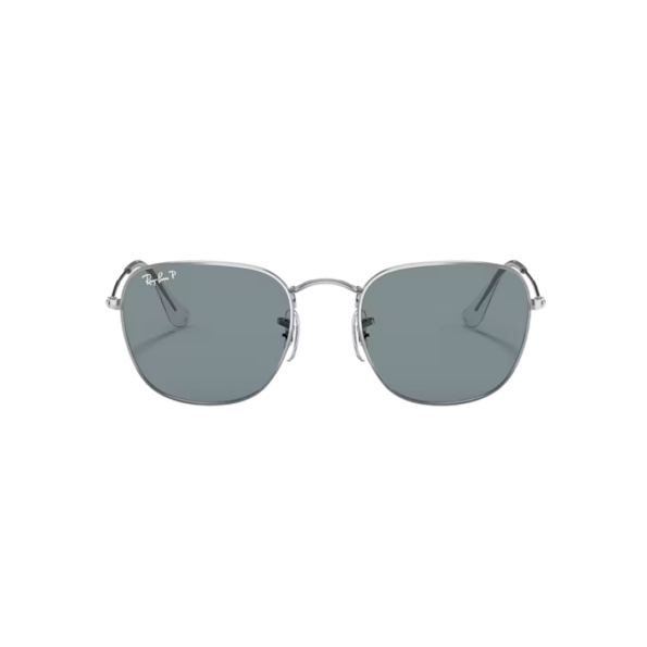 anteojo de sol RAY BAN modelo 0rb3857 Frank color plateado con lentes azules