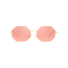 anteojo de sol RAY-BAN modelo 0rb1972L Octagon montura color dorada oro con lentes fotocromaticas color rosa que oscurecen a marron