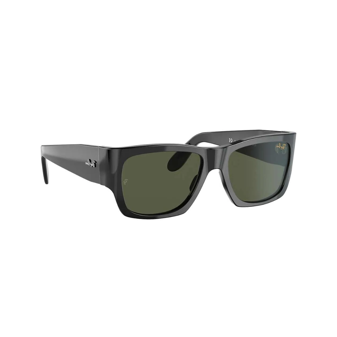 ANTEOJO DE SOL RAY-BAN MODELO 0RB2187 Wayfarer Nomad ARMAZON COLOR NEGRO BRILLO CON LENTES COLOR G-15 VERDE