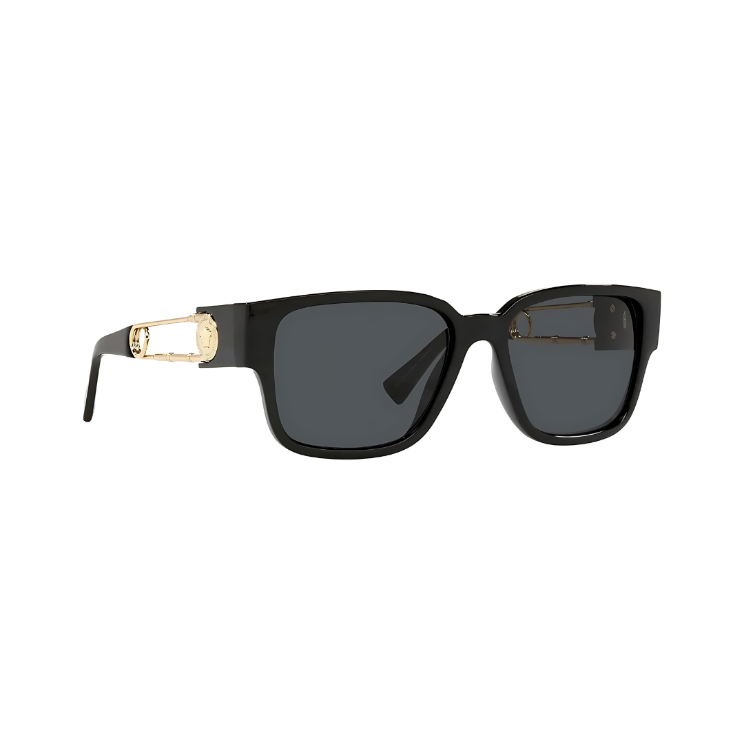 VERSACE 4412 negro detalle dorado lente gris trescuartos perfil VERSACE 4412 negro- dorado
