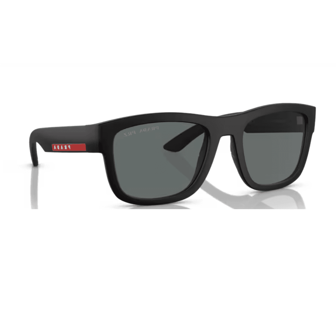 PRADA 01ZS DG002 negro lente gris trescuartos perfil PRADA 01ZS DG002 negro