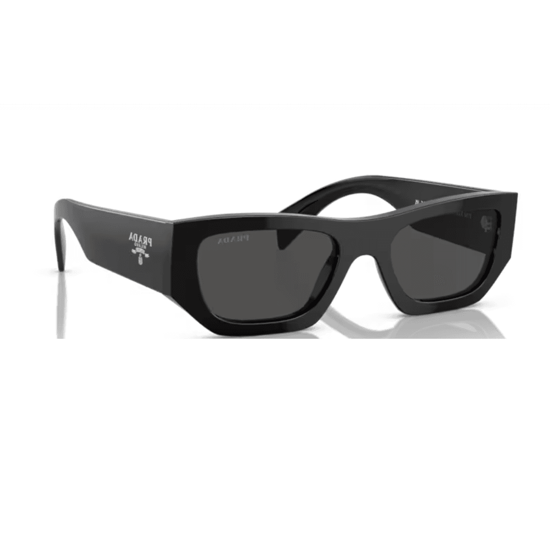 PRADA A01S 16K0 negro lente gris trescuartos perfil PRADA A01S 16K0 negro