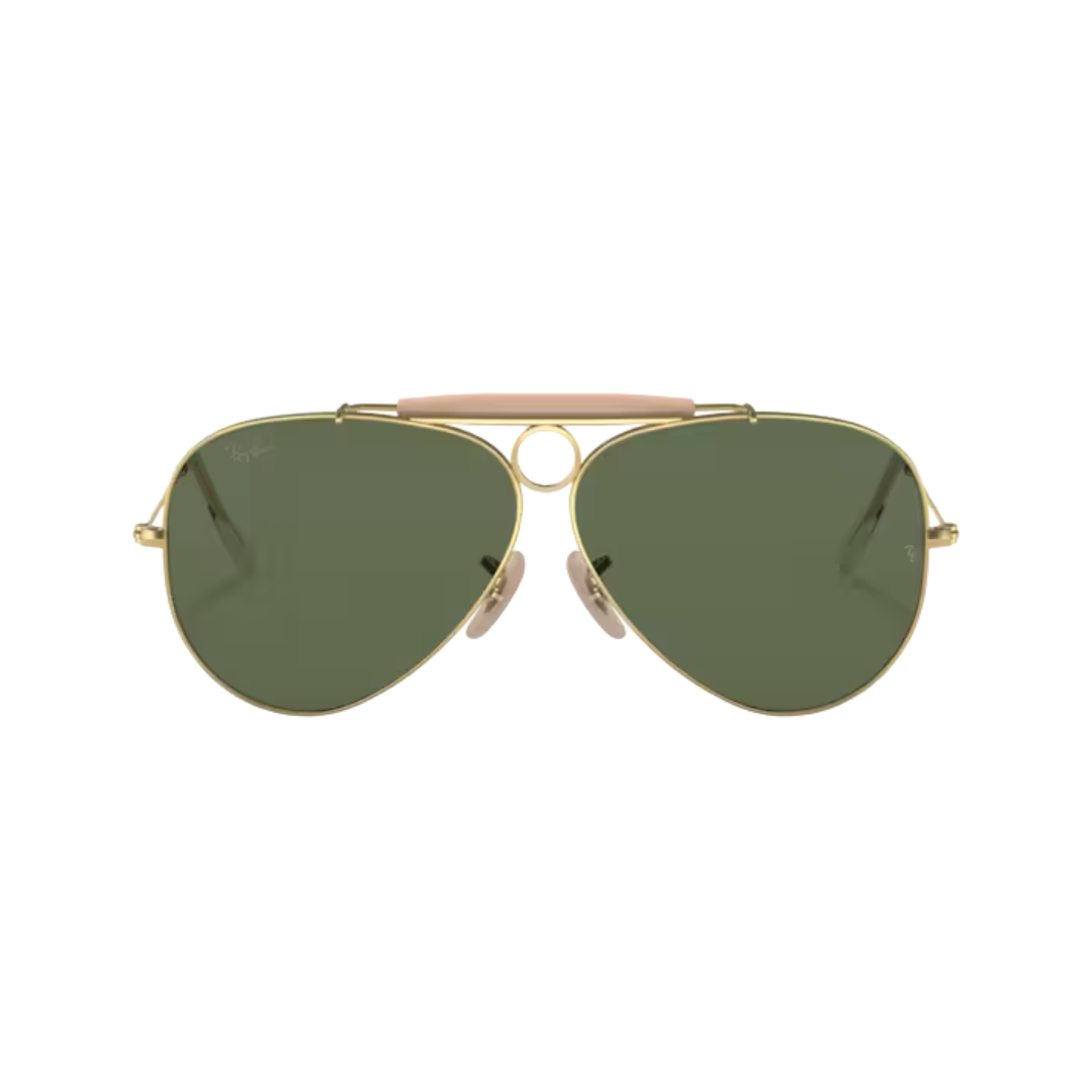 RAY BAN 0RB3138 DORADO LENGTE VERDE FRENTE ANTEOJO DE SOL RAY BAN MODELO 0RB3138 ARMAZÓN COLOR DORADO CON LENTE COLOR G-15 VERDE