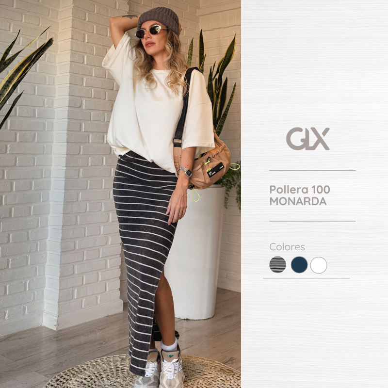 Pollera de morley larga a rayas