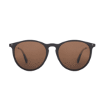 ANTEOJO DE SOL VULK FANS MBLK 056 DRLB14 POL FRENTE MODELO REDONDO FRENTE DE G-FLEX COLOR MARRON OSCURO MATE PATILLAS DE METAL, LENTES COLOR SEPIA COMPACTO