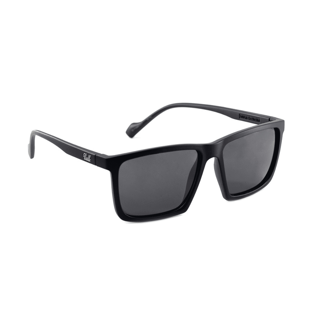 ANT WOCKET MBLK S08 POL PERFIL ANTEOJO DE SOL VULK WOCKET MBLK S08 POL FRENTE. ARMAZON COLOR NEGRO MATE LENTES COLOR GRIS COMPACTO POLARIZADO