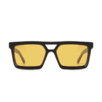 ANTEOJO DE SOL VULK CRIMSON MBLK DR 75 FRENTE. ARMAZON Y PATILLAS G-FLEX. COLOR NEGRO MATE. LENTES COLOR AMARILLAS POLARIZADAS