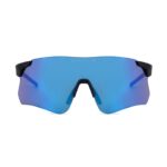 ANTEOJO DE SOL RUSTY PASS MBLK_REVO BLUE FRENTE. ARMAZON DE G-FLEX CON PLACAS DE POLICARBONATO. MODELO COLOR NEGRO MATE CON LENTES AZUL ESPEJADO