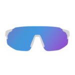 Anteojo de sol rusty genus swhite/real blue. armazon de g-flex con placa de policarbonato. Modelo deportivo color blanco con lentes espejadas azules