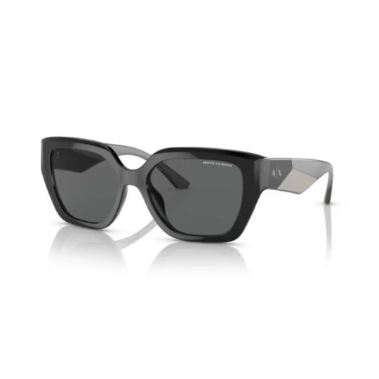 ANTEOJO DE SOL ARMANI EXCHANGE 0AX4125SU 815887 FRENTE. MATERIA DE NYLON COLOR NEGRO BRILLO CON LENTES COLOR GRIS COMPACTO