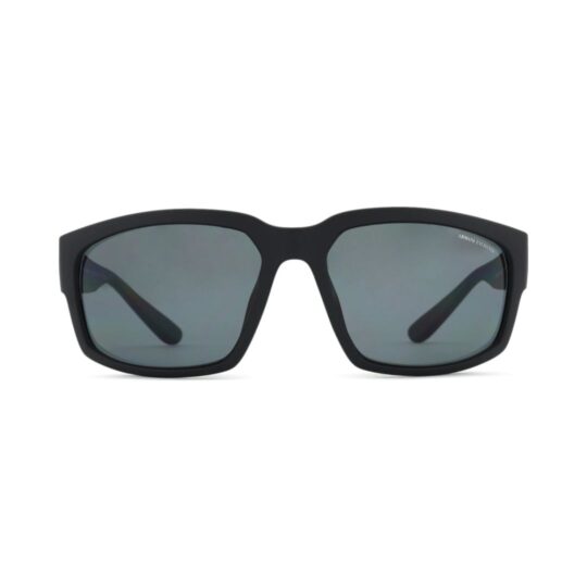 ARMANI EXCHANGE 4142SU 807887 FRENTE. MODELO DE NYLON COLOR NEGRO MATE CON LENTES COLOR GRIS COMPACTO. LENTES POLARIZADAS