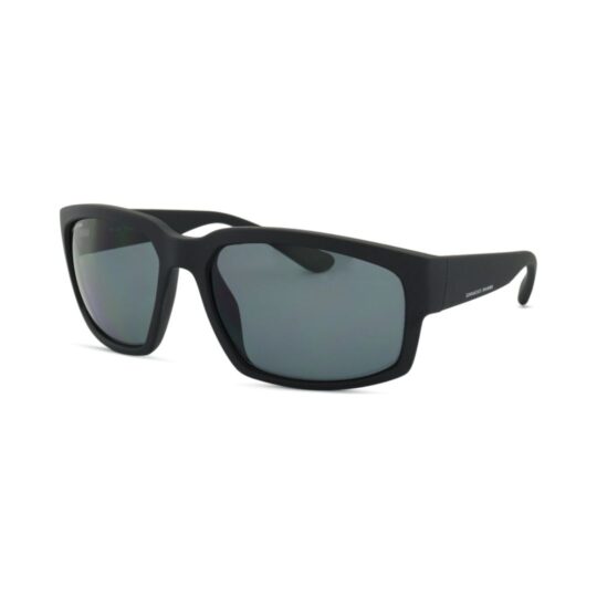 ARMANI EXCHANGE 4142SU 807887 FRENTE. MODELO DE NYLON COLOR NEGRO MATE CON LENTES COLOR GRIS COMPACTO. LENTES POLARIZADAS