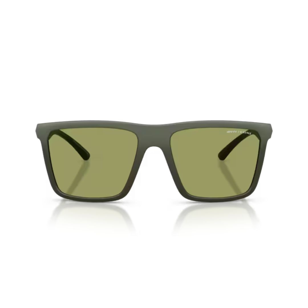 ARMANI EXCHANGE 4162SU 83892A FRENTE. MODELO DE NYLON COLOR VERDE MATE A MAS OSCURO CON LENTES COLOR VERDE OSCURO