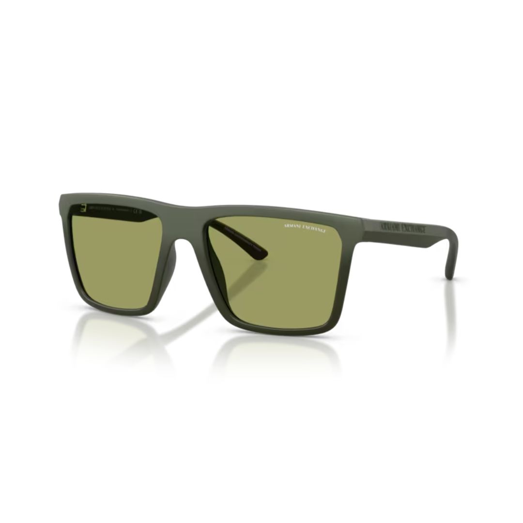 ARMANI EXCHANGE 4162SU 83892A FRENTE. MODELO DE NYLON COLOR VERDE MATE A MAS OSCURO CON LENTES COLOR VERDE OSCURO