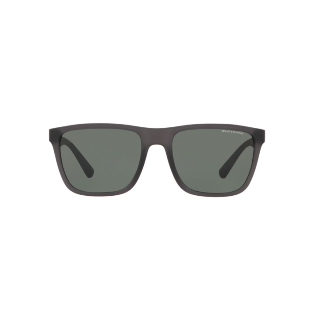 ARMANI EXCHANGE AX4080SL 830571 FRENTE. MODELO DE NYLON COLOR GRIS MATE CON LENTES COLOR G 15 VERDE COMPACTO