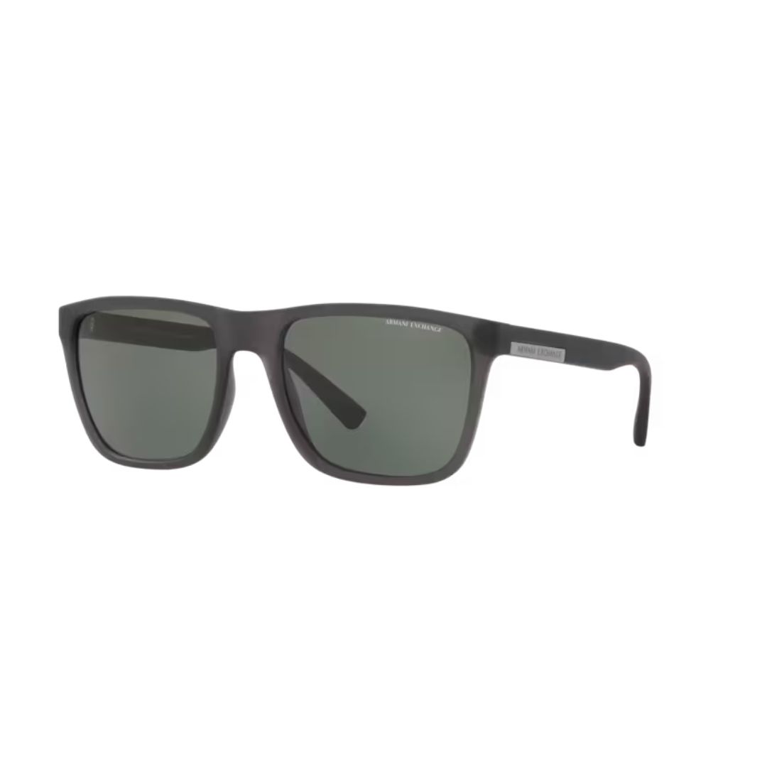 ARMANI EXCHANGE AX4080SL 830571 FRENTE. MODELO DE NYLON COLOR GRIS MATE CON LENTES COLOR G 15 VERDE COMPACTO