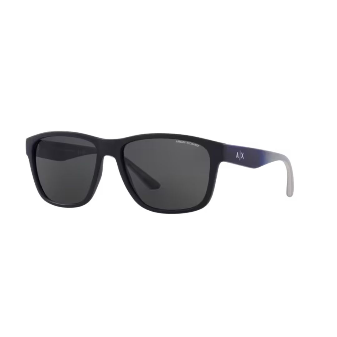 ARMANI EXCHANGE AX4135S 827387 FRENTE. MODELO DE NYLON COLOR AZUL MATE CON LENTES COLOR GRIS COMPACTO