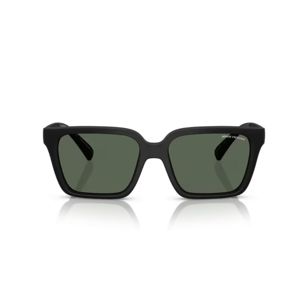 ARMANI EXCHANGE AX4147S 807871 FRENTE. MODELO DE NYLON COLOR NEGRO MATE CON LENTES G 15 VERDE COMPACTO