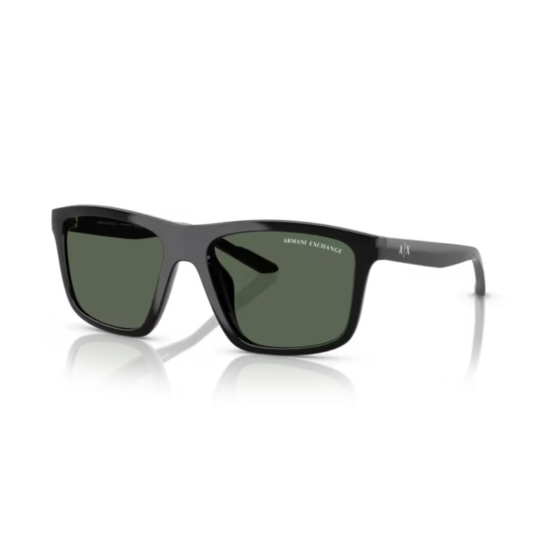 ARMANI EXCHANGE AX4149SU 807871 FRENTE. MODELO DE NYLON COLOR NEGRO BRILLO CON LENTES G 15 VERDE COMPACTO