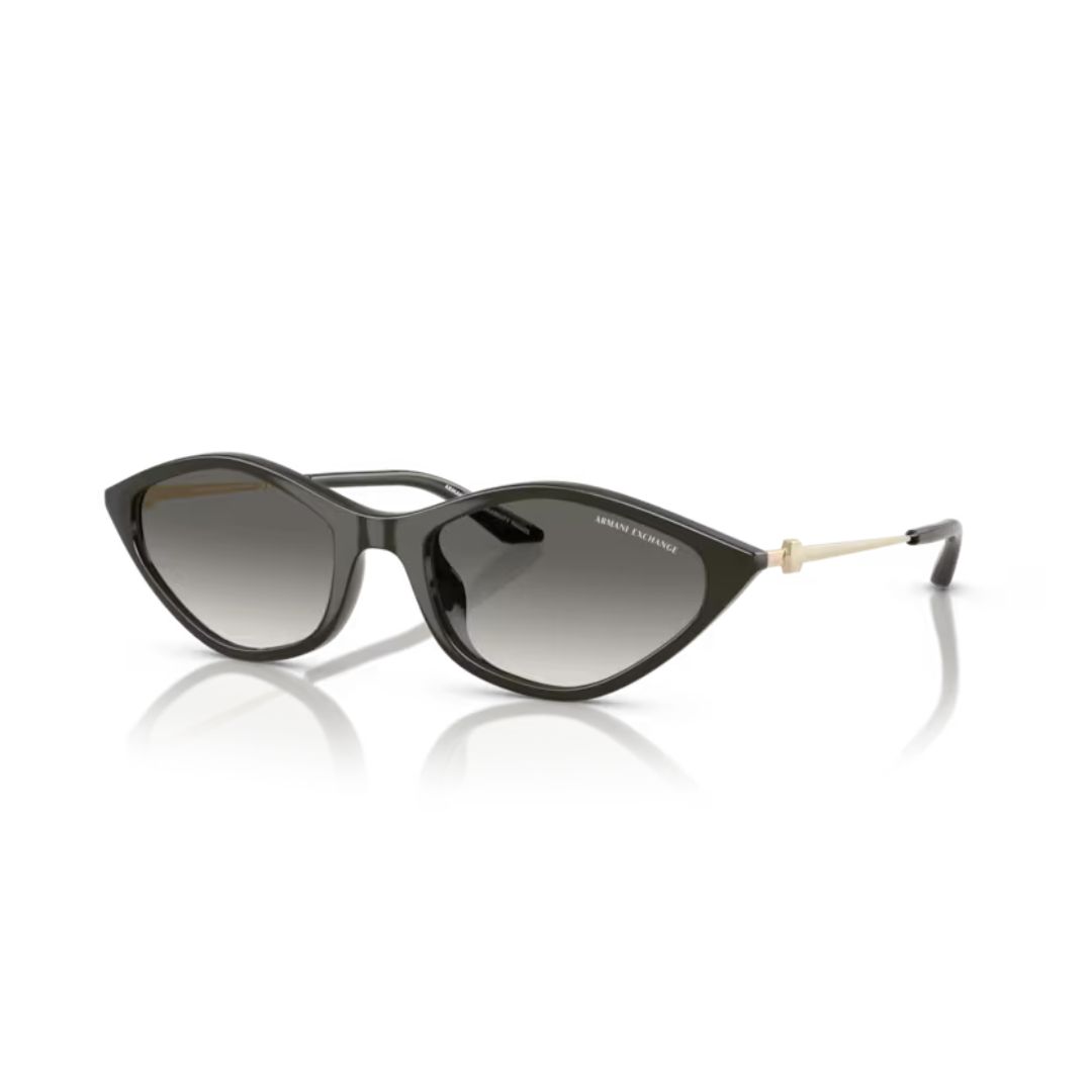 _ARMANI EXCHANGE AX4152SU 836711 PERFIL ARMANI EXCHANGE AX4152SU 836711 FRENTE. MODELO DE NYLON CON PATILLAS METALICAS. COLOR NEGRO BRILLO CON LENTE CLOR GRIS DEGRADE