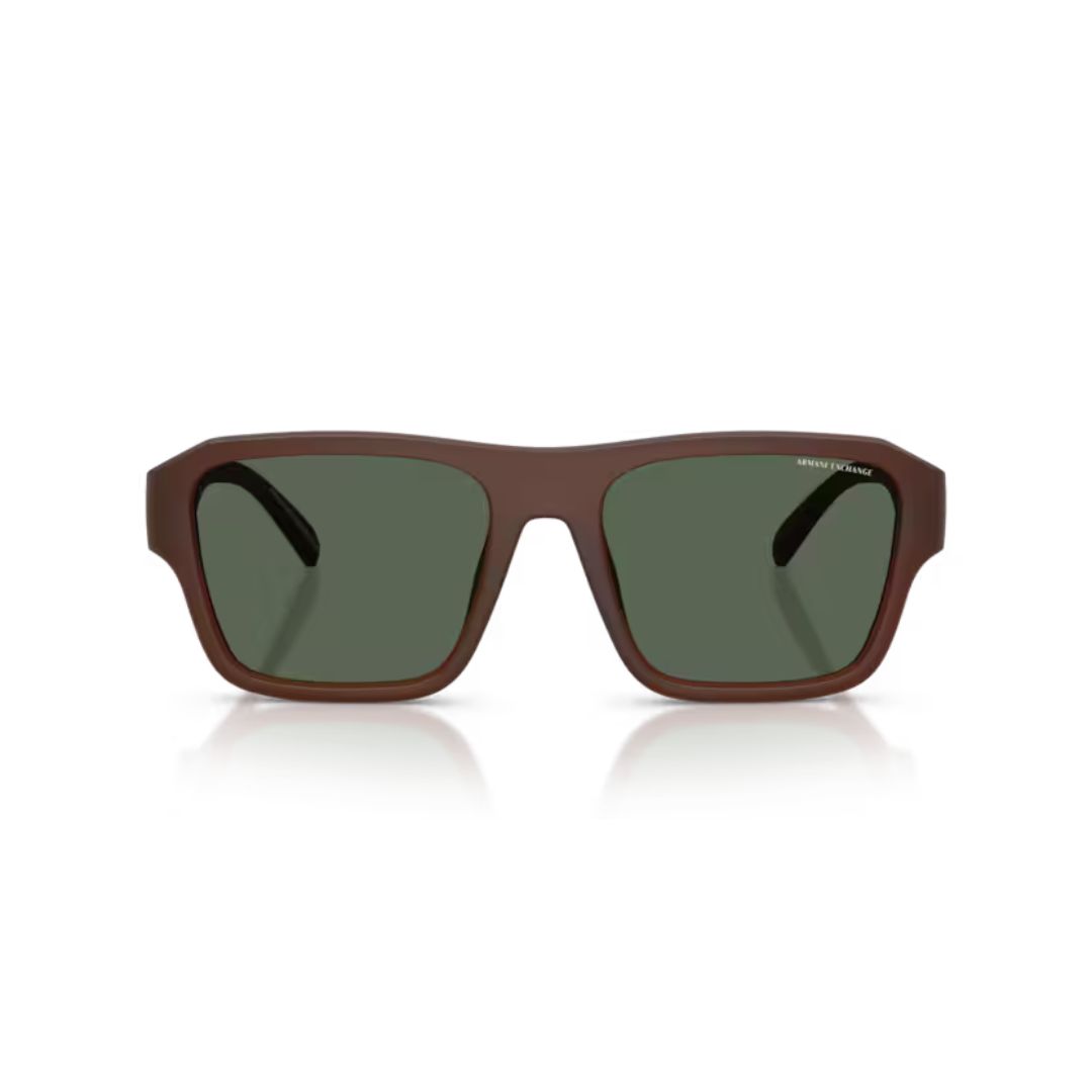 ARMANI EXCHANGE AX4154SU 837371 FRENTE. MODELO DE NYLON COLOR CHOCOLATE MATE CON LENTES COLOR G15 VERDE