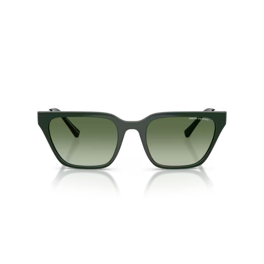 ARMANI EXCHANGE AX4158S 83828E FRENTE MODELO DE NYLON CON PATILLAS METALICAS. COLOR VERDE COMPACTO CON LENTE COLOR VERDE CLARO DEGRADÉ