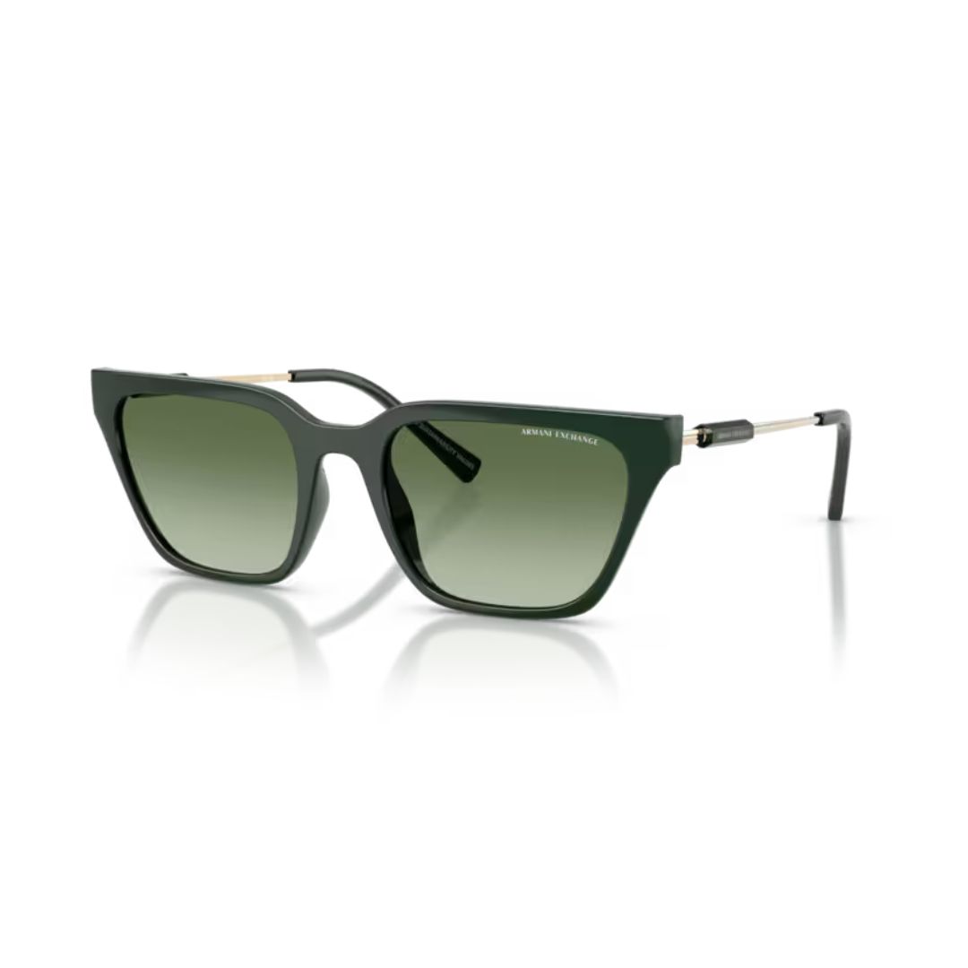 ARMANI EXCHANGE AX4158S 83828E FRENTE MODELO DE NYLON CON PATILLAS METALICAS. COLOR VERDE COMPACTO CON LENTE COLOR VERDE CLARO DEGRADÉ