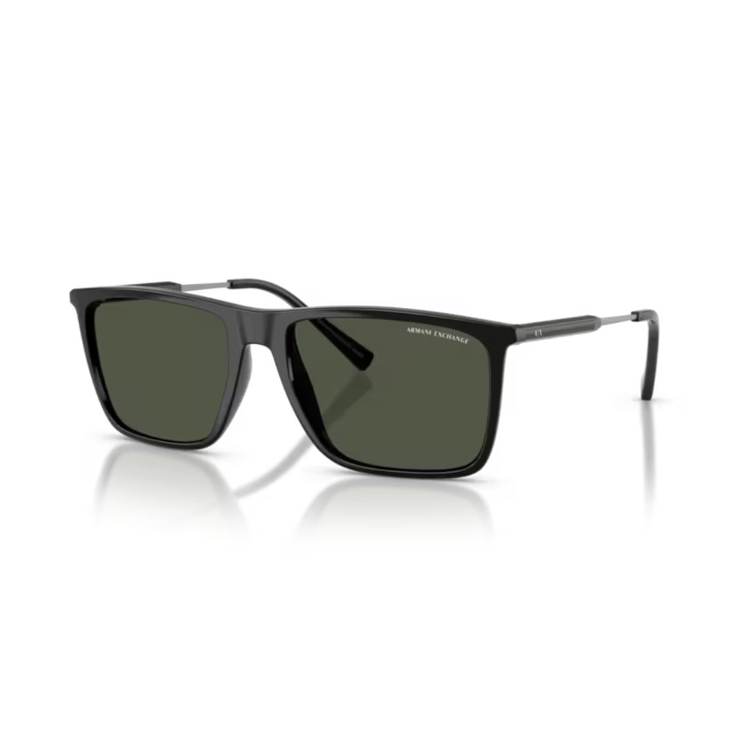 _ARMANI EXCHANGE AX4160S 81582J PERFIL ARMANI EXCHANGE AX4160S 81582J FRENTE. MODELO DE NYLON COLOR NEGRO TERMINACION BRILLO CON LENTES COLOR VERDE OSCURO POLARIZADAS.