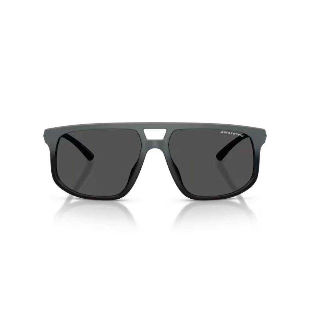 ARMANI EXCHANGE AX4161SU 838887 FRENTE. MODELO DE NYLON COLOR GRIS MATE DEGRADE A NEGRO CON LENTES COLOR GRIS COMPACTO