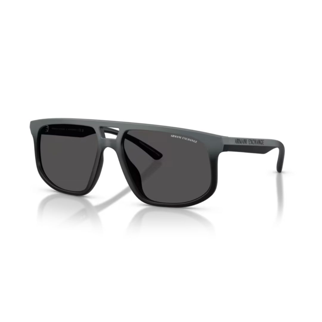 ARMANI EXCHANGE AX4161SU 838887 FRENTE. MODELO DE NYLON COLOR GRIS MATE DEGRADE A NEGRO CON LENTES COLOR GRIS COMPACTO