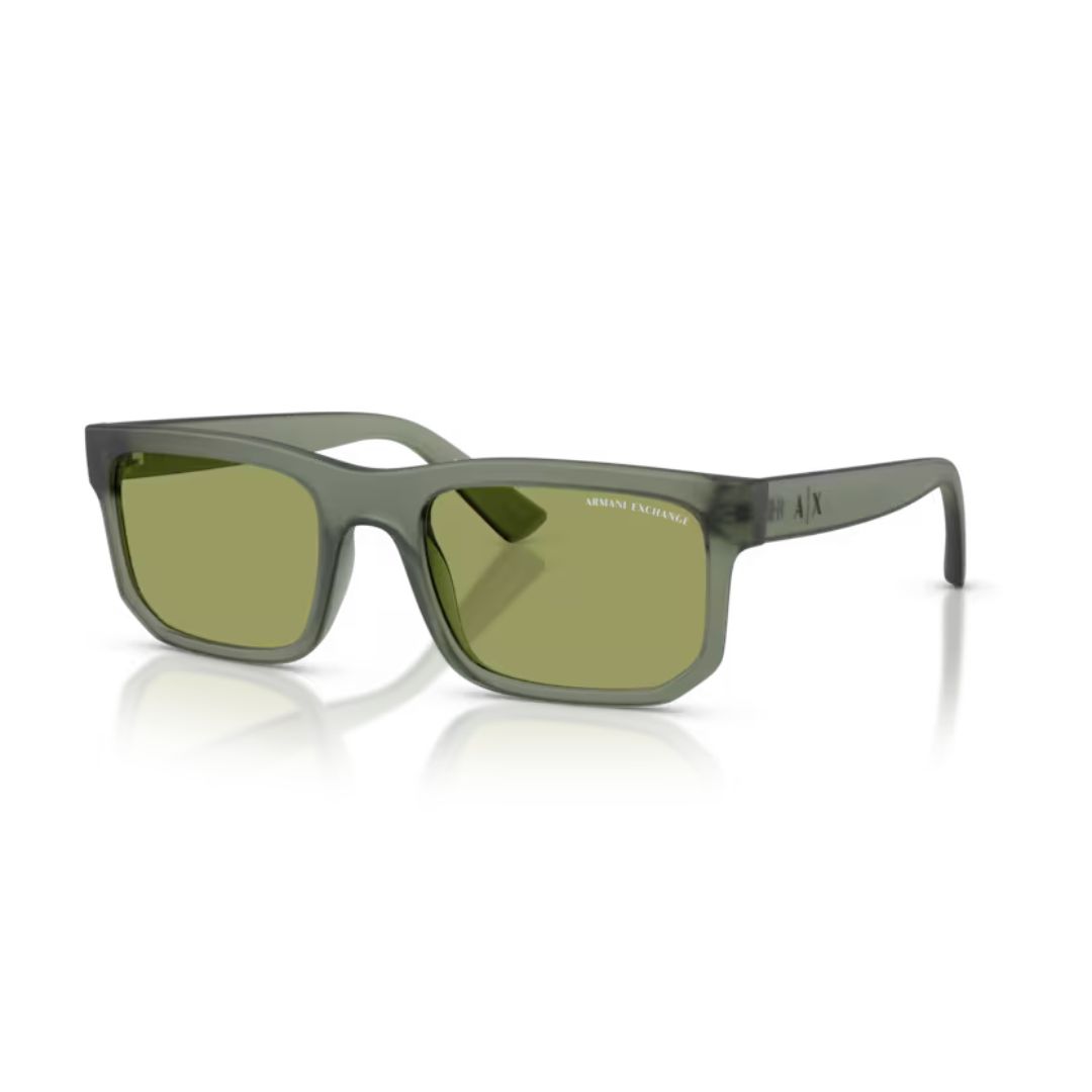 _ARMANI EXCHANGE AX4165S 83622A PERFIL ARMANI EXCHANGE AX4165S 83622A FRENTE. MODELO DE NYLON COLOR VERDE CLARO MATE CON LENTES COLOR VERDE CLARO COMPACTO